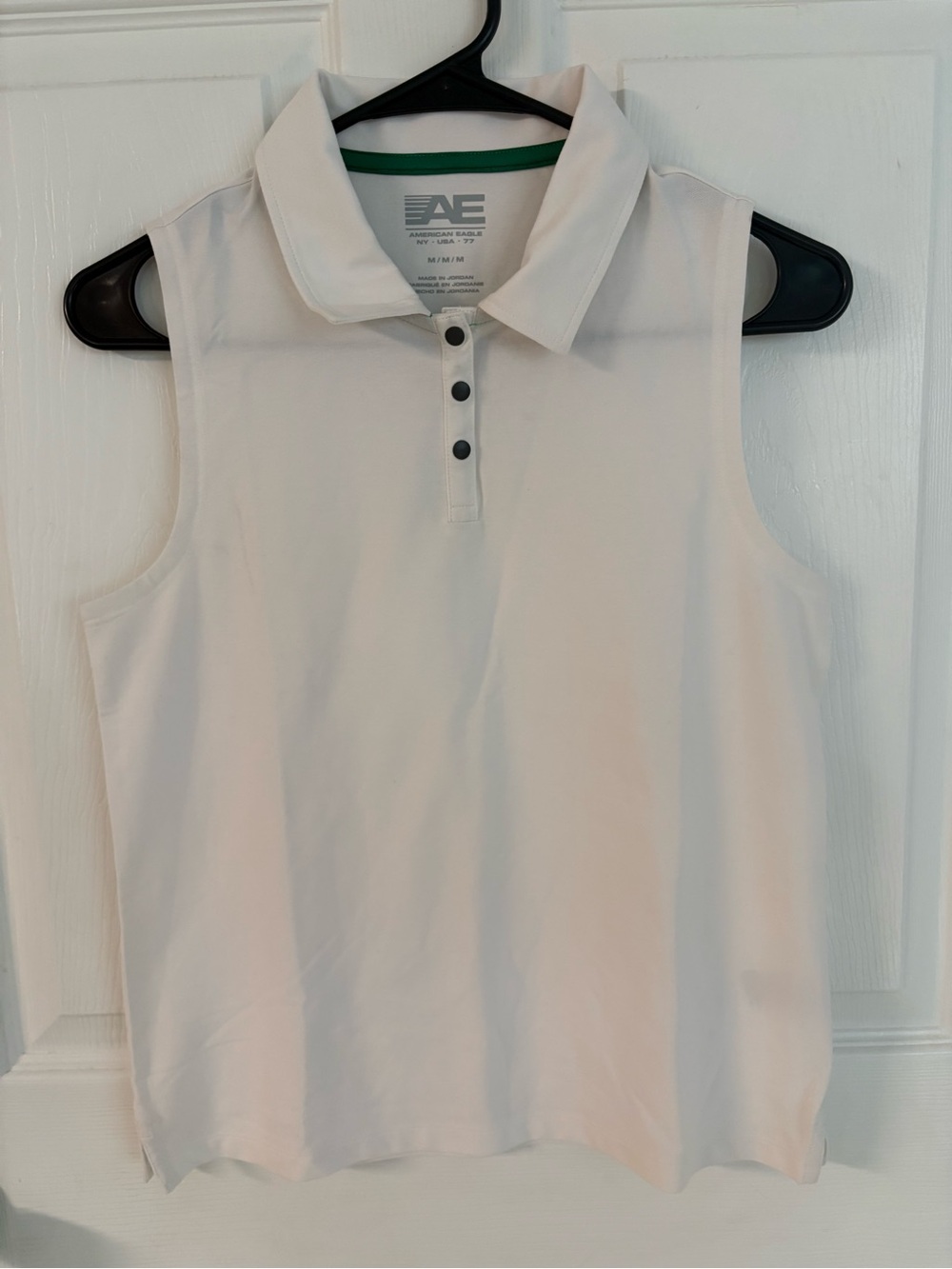American Eagle Outfitters White Sleeveless Polo Tank with Dark Buttons